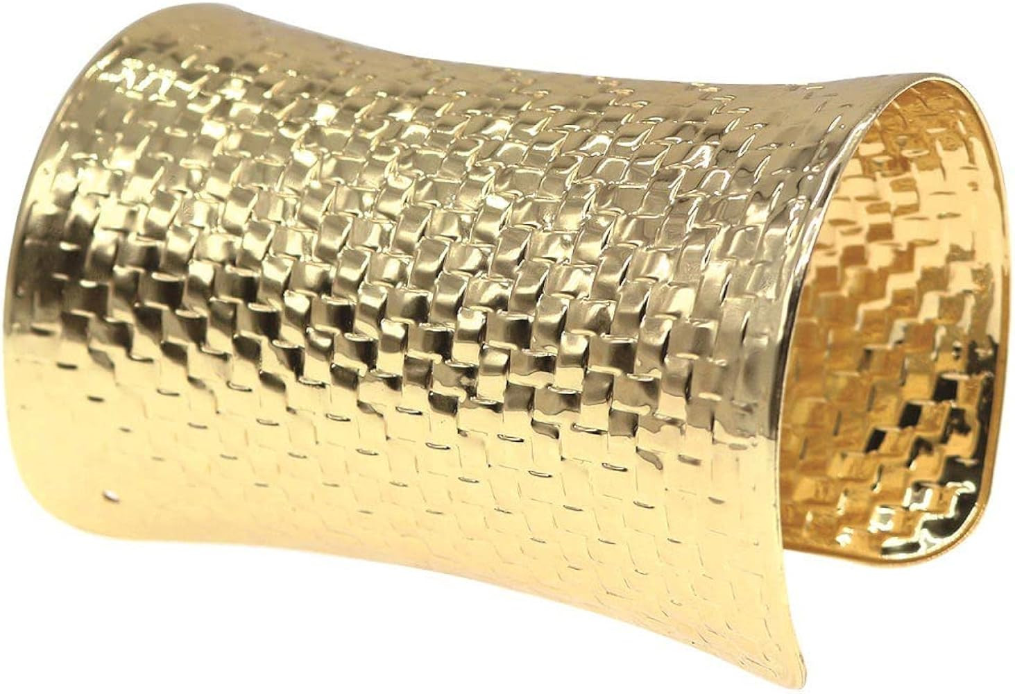 Wide Grooved Open Cuff Bangle Adjustable Metal Shiny Punk Smooth Statement Bangles Bracelet Fashion  | Amazon (US)