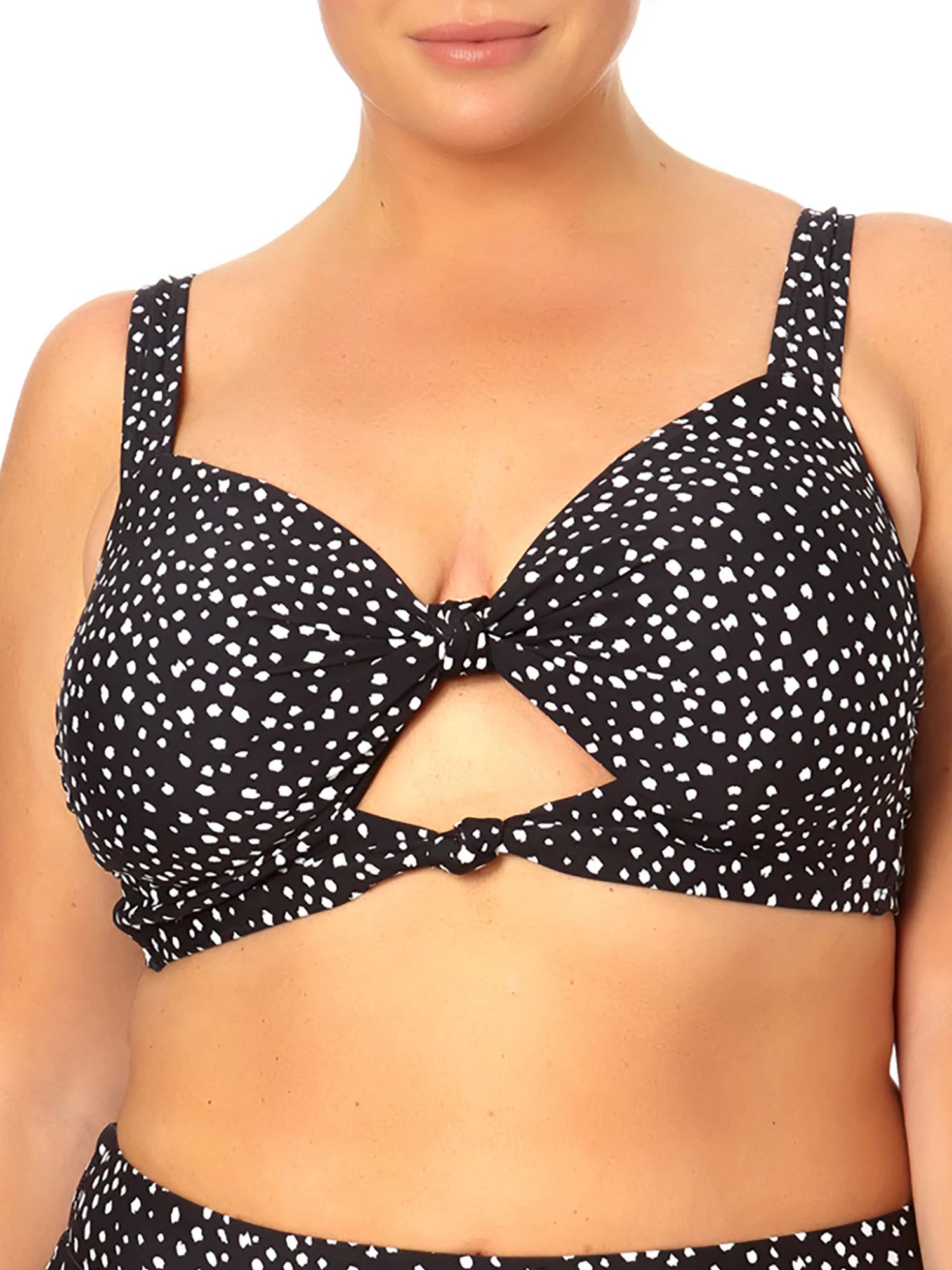 Time and Tru Women's and Women's Plus Size Abstract Dot Knotted Swim Top | Walmart (US)