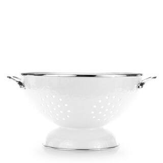 Golden Rabbit Solid White 5 qt. Enamelware Colander | The Home Depot