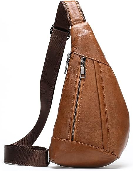 Mens Sling Bag Genuine Leather Crossbody Shoulder Chest Bag for Travel Gym Sport Hiking Outdoor L... | Amazon (CA)