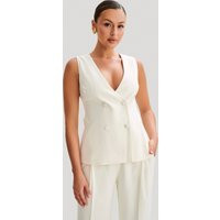 Amelie Suiting Longline Vest - Ivory | MESHKI US