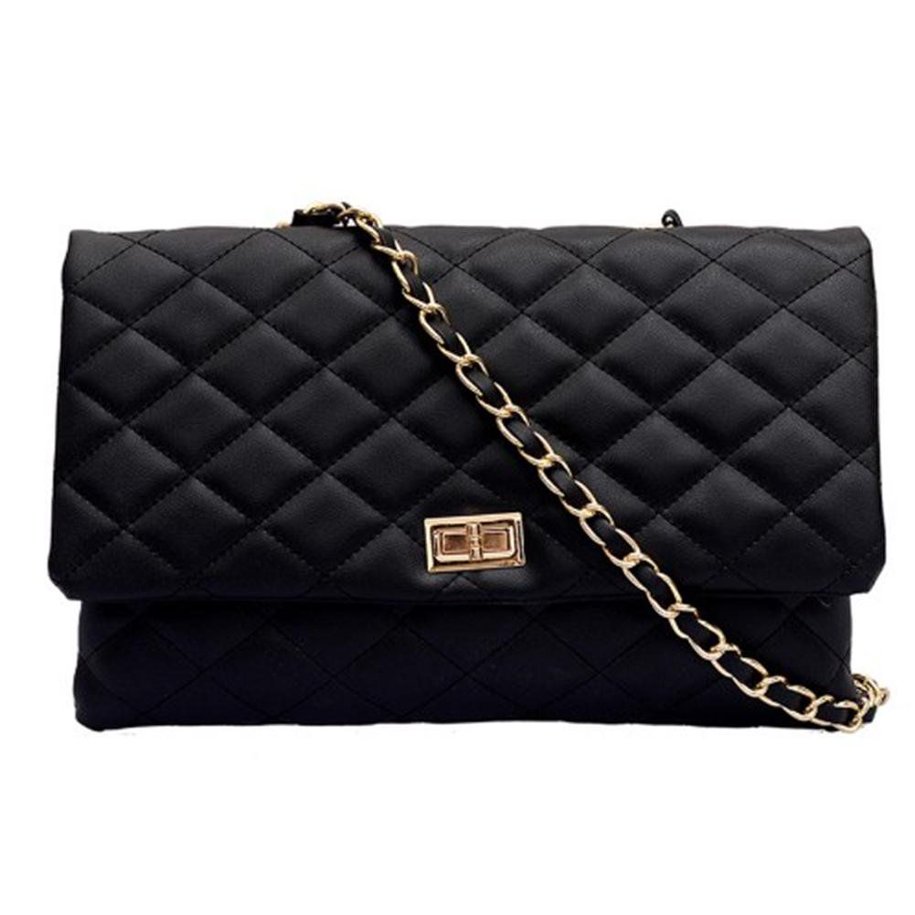 Mojoyce Fashion Women Shoulder Messenger Handbag Chain Leather Evening Bag (Black) | Walmart (US)