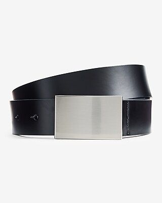 Black Genuine Leather Plaque Belt | Express