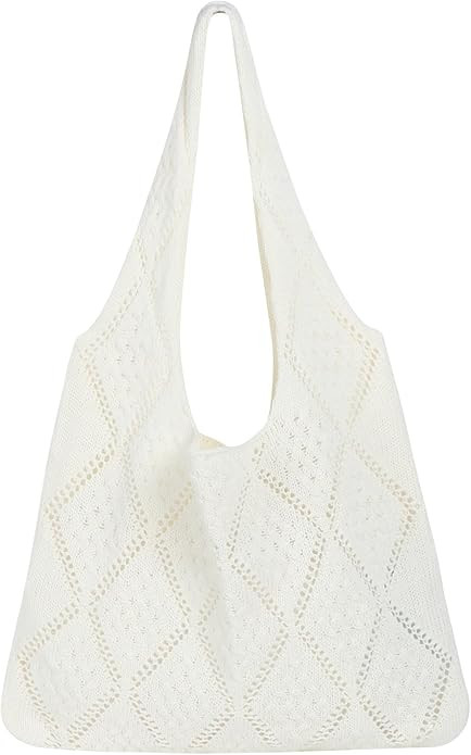 Crochet Beach Tote Bag, Aesthetic Mesh Tote Bag Hippie Bag Knit Bag, Summer Beach Bag for Women | Amazon (US)