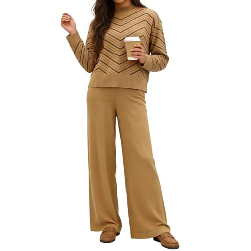 LEO'VASE 2025 Cozy Casual Lounge Sets for Women - Stylish 2 Piece Sets for Women (Khaki S) | Amazon (US)