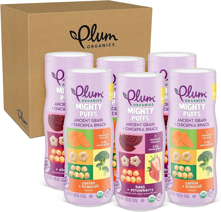 Plum Organics Mighty Puffs Organic Baby Food, Ancient Grains and Chickpea Snacks, Two Flavor Vari... | Amazon (US)