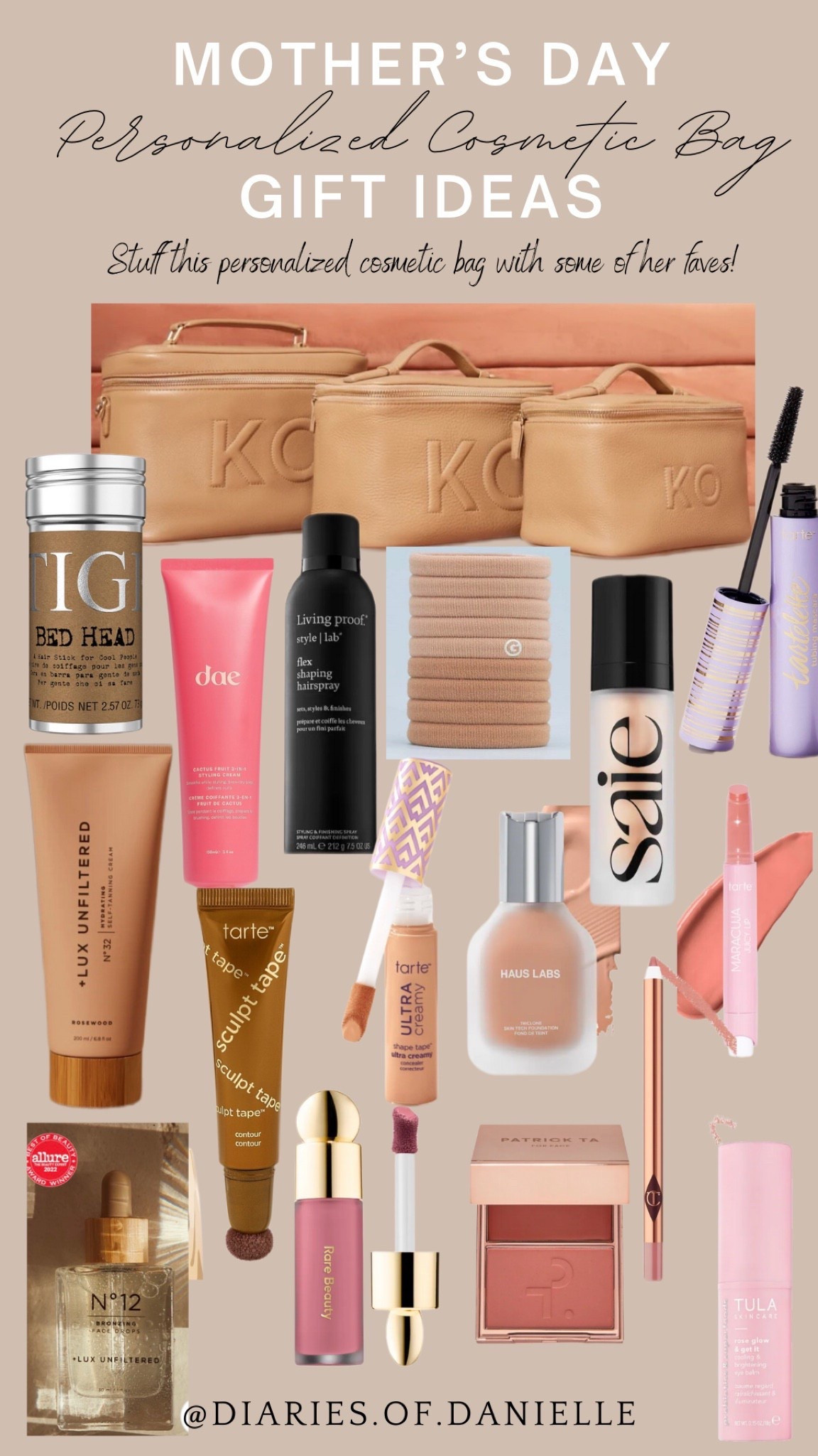 Mother’s Day Gift Idea 🌸 I love this personalized cosmetic bag and think it would make the perfect Mother’s Day gift stuffed with some of her favorite products. These are some of my current faves! 

Leatherology, makeup bag, cosmetic bag, beauty products, Sephora, beauty must haves, hair products, makeup, Lux Unfiltered, self tanner, Tarte cosmetics, Haus Labs, Living Proof, Gimme Beauty hair ties, Charlotte Tilbury 

#LTKGiftGuide #LTKFindsUnder100 #LTKBeauty