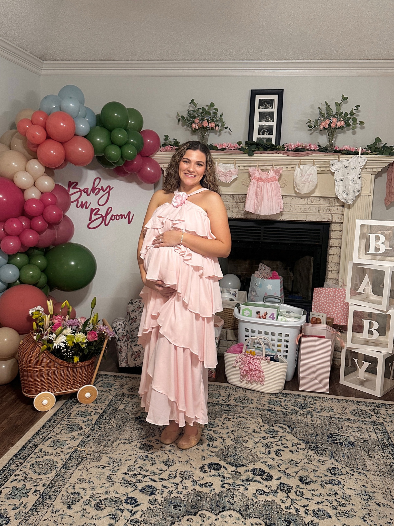 Baby in Bloom 🌸 Girl Pink Baby Shower Dress 

#LTKParties #LTKBump