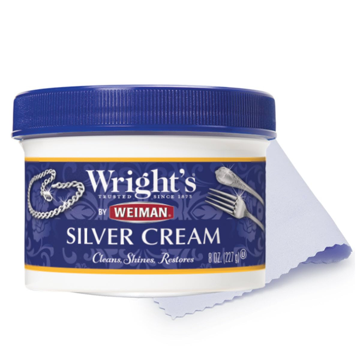 Wright's by Weiman Silver Cleaner and Polish Cream with Polishing Cloth, Ammonia-Free, Gently Cle... | Amazon (US)
