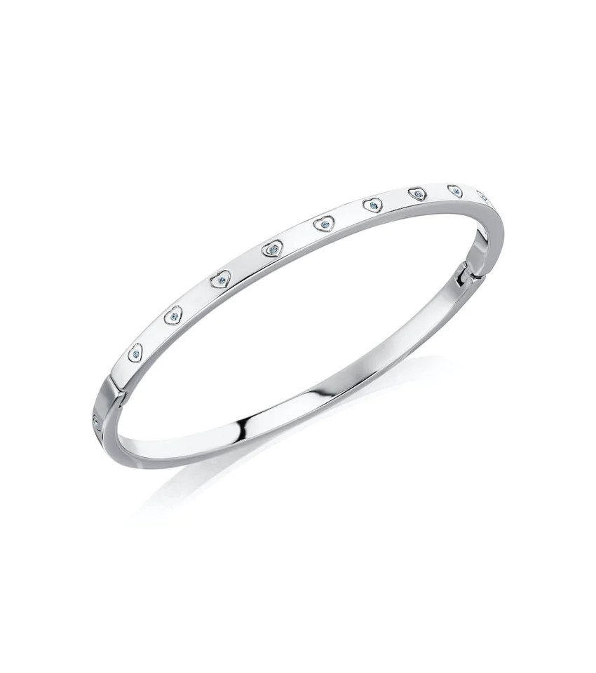 Aqua Crystal Heart Bangle (Silver) | Abbott Lyon