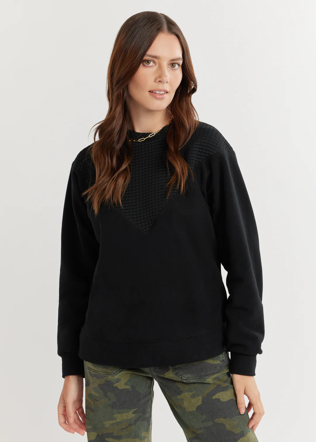 Saratoga Pullover in Vello/Waffle (Black) | Dudley Stephens