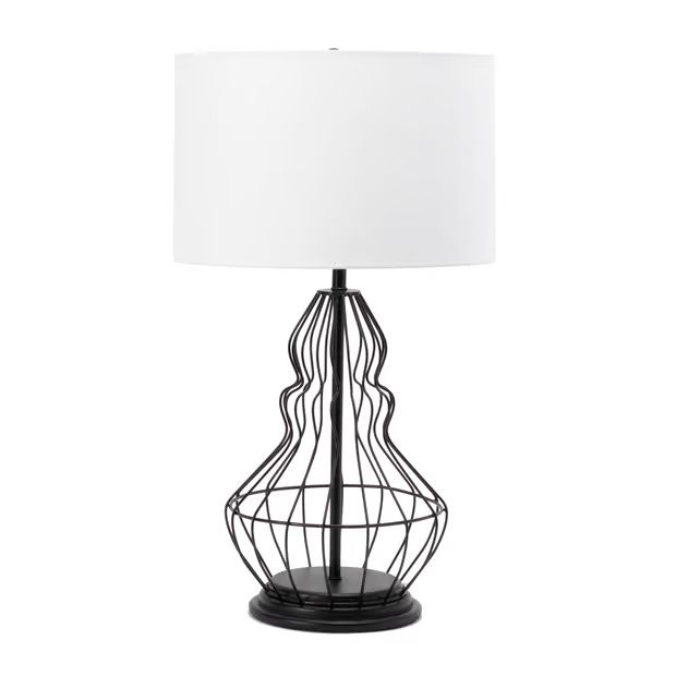 Bronze 25-inch Iron Wire Framed Gourd Table Lamp | Rugs USA