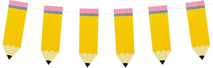 Partyprops Pencil Banner | Pencil Garland | Kindergarten Banner | Classroom Decor | Pencil Party ... | Amazon (US)