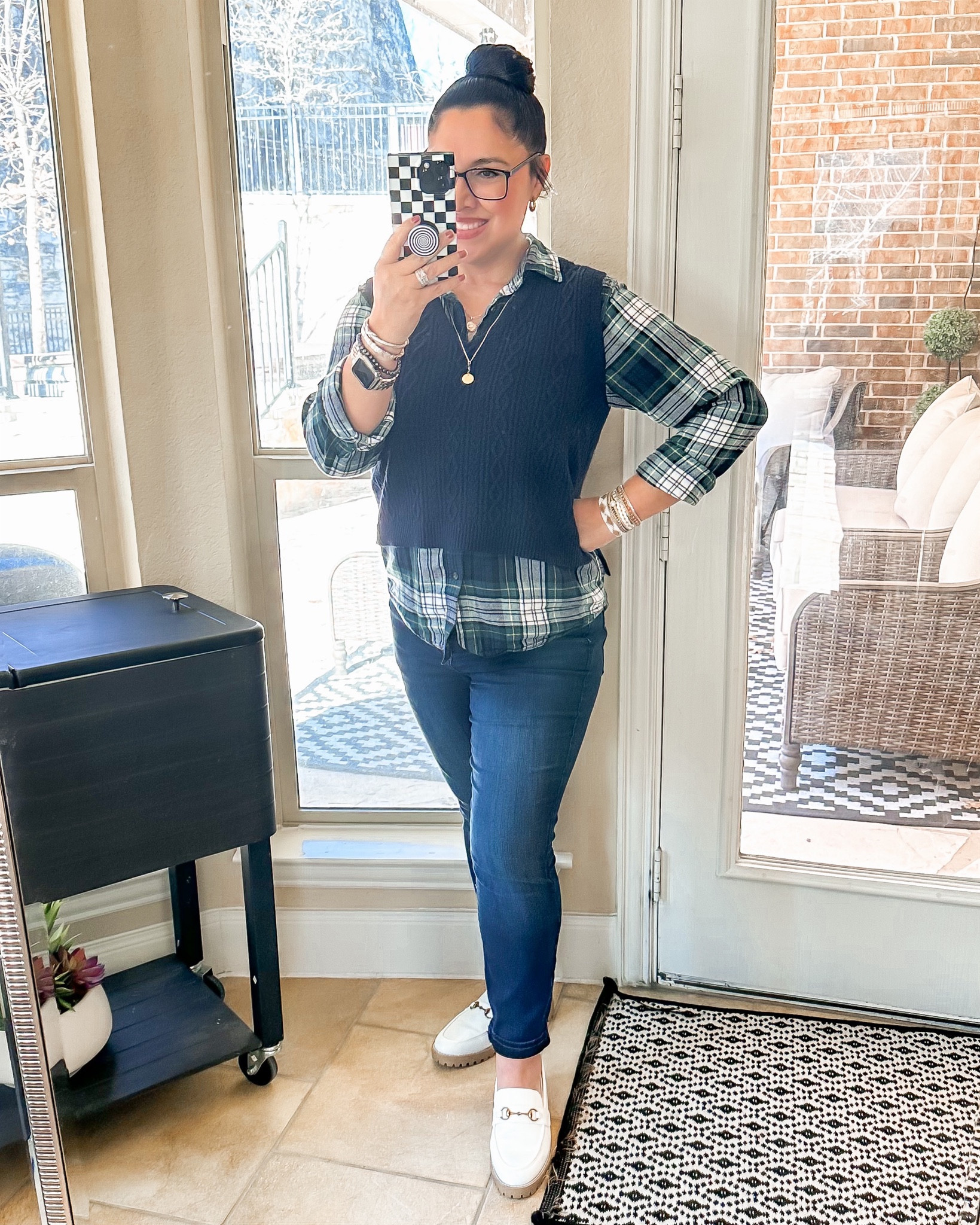 casual chic look | sweater vest | plaid shirt | classic jeans | loafers

#LTKunder50 #LTKworkwear #LTKstyletip