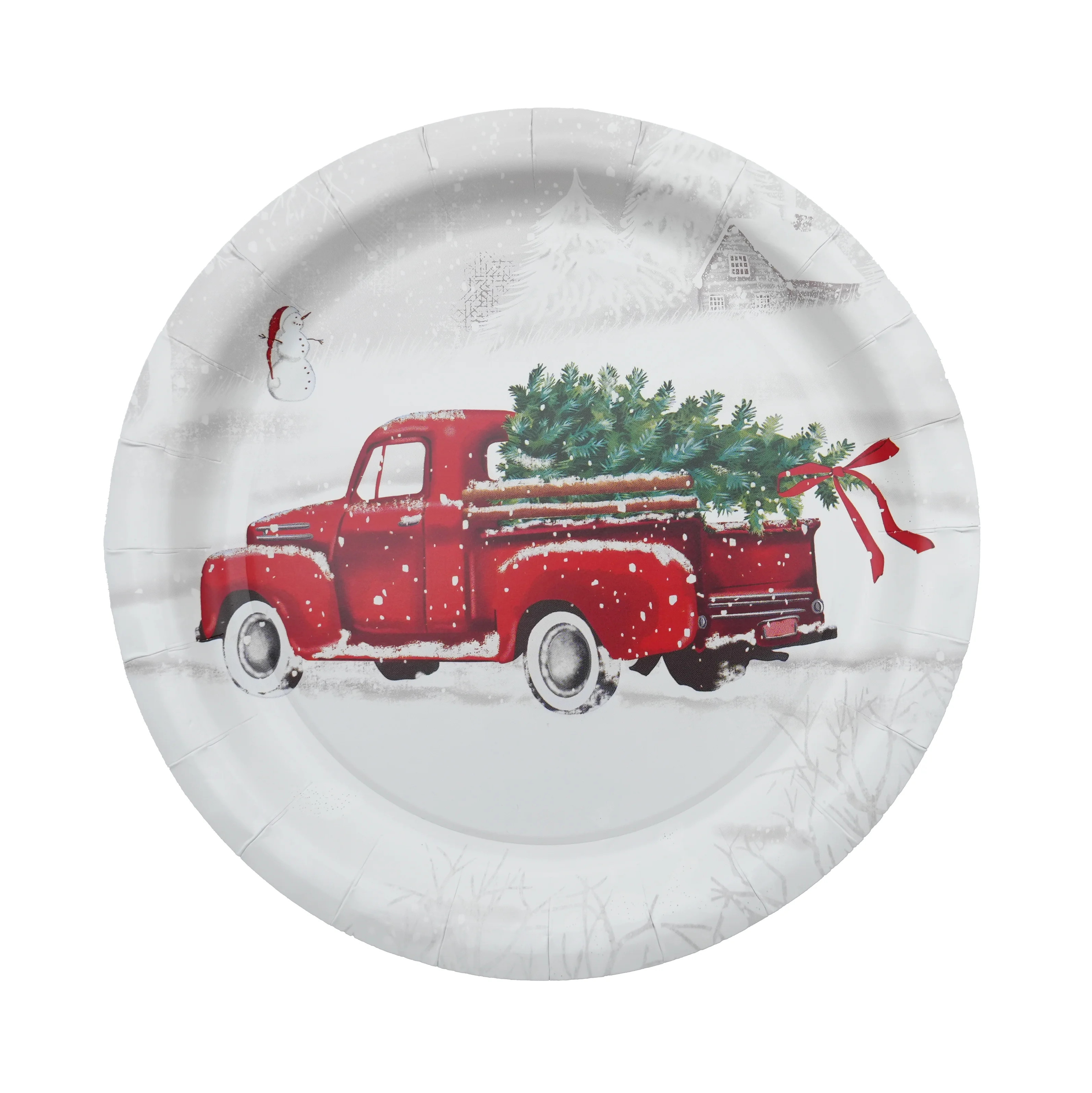 Vintage Christmas Red Truck Disposable 9" Paper Plates, 20 Count, by Holiday Time | Walmart (US)