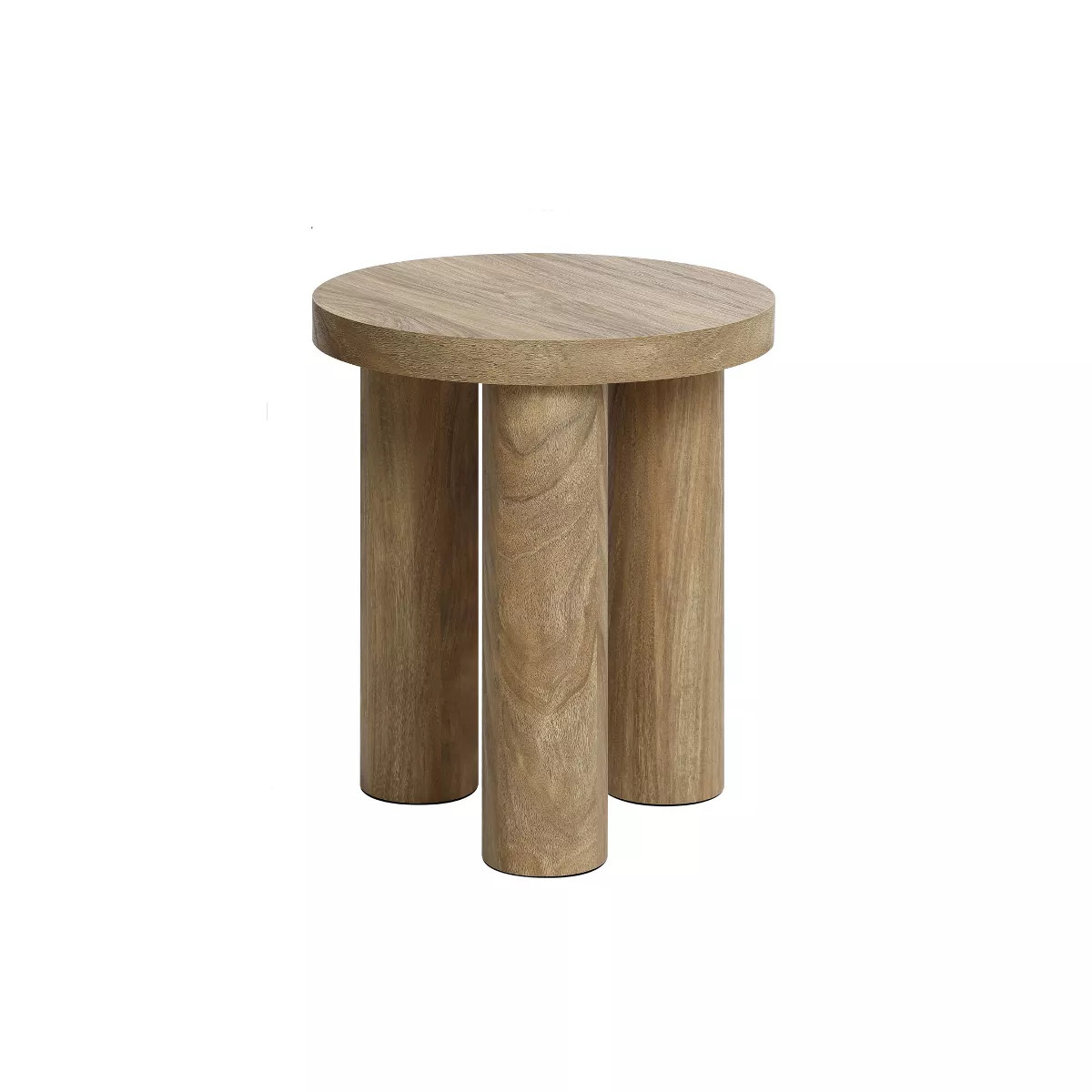 LuxenHome Round Wood Side Table with 3 Pillar Legs, 16.5'' Wide Oak Finish Manufactured Wooden Ac... | Target