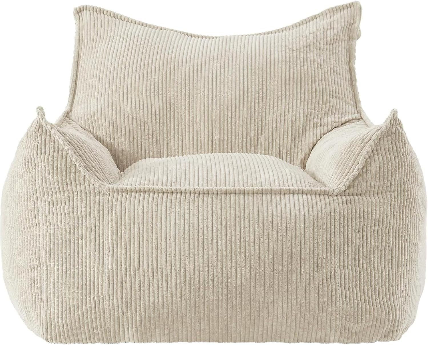 Giant Bean Bag Chair for Adults, Corduroy Large Bean Bag Chairs for Teens with Armrests, Comfy Adult BeanBag Chair Sofa Couch with Filler Included for Bedroom Living Room | Amazon (US)