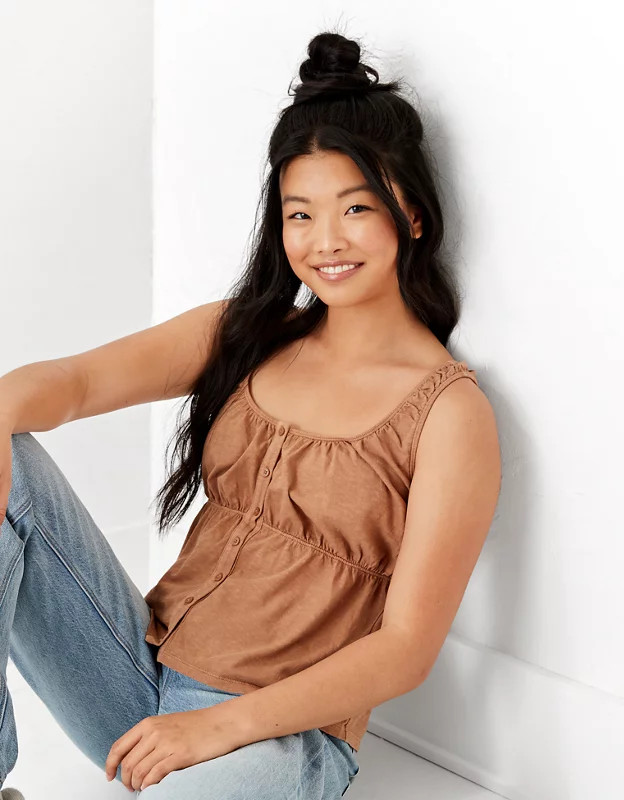AE Button-Up Tank Top | American Eagle Outfitters (US & CA)