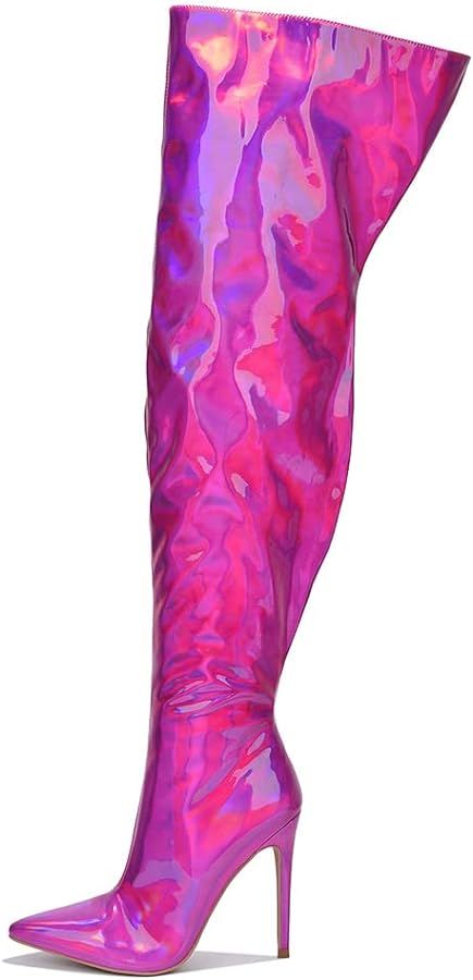 Cape Robbin Bemilia Metallic Boots Women - Thigh High Boots for Women - Women's Over-the-Knee Boo... | Amazon (US)