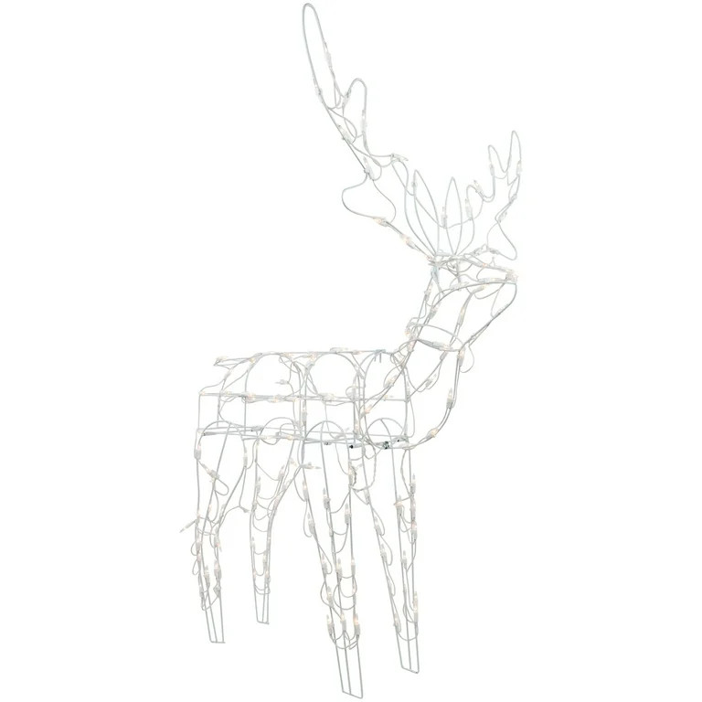 Northlight 48" Lighted White Standing Reindeer Outdoor Christmas Yard Decoration | Walmart (US)