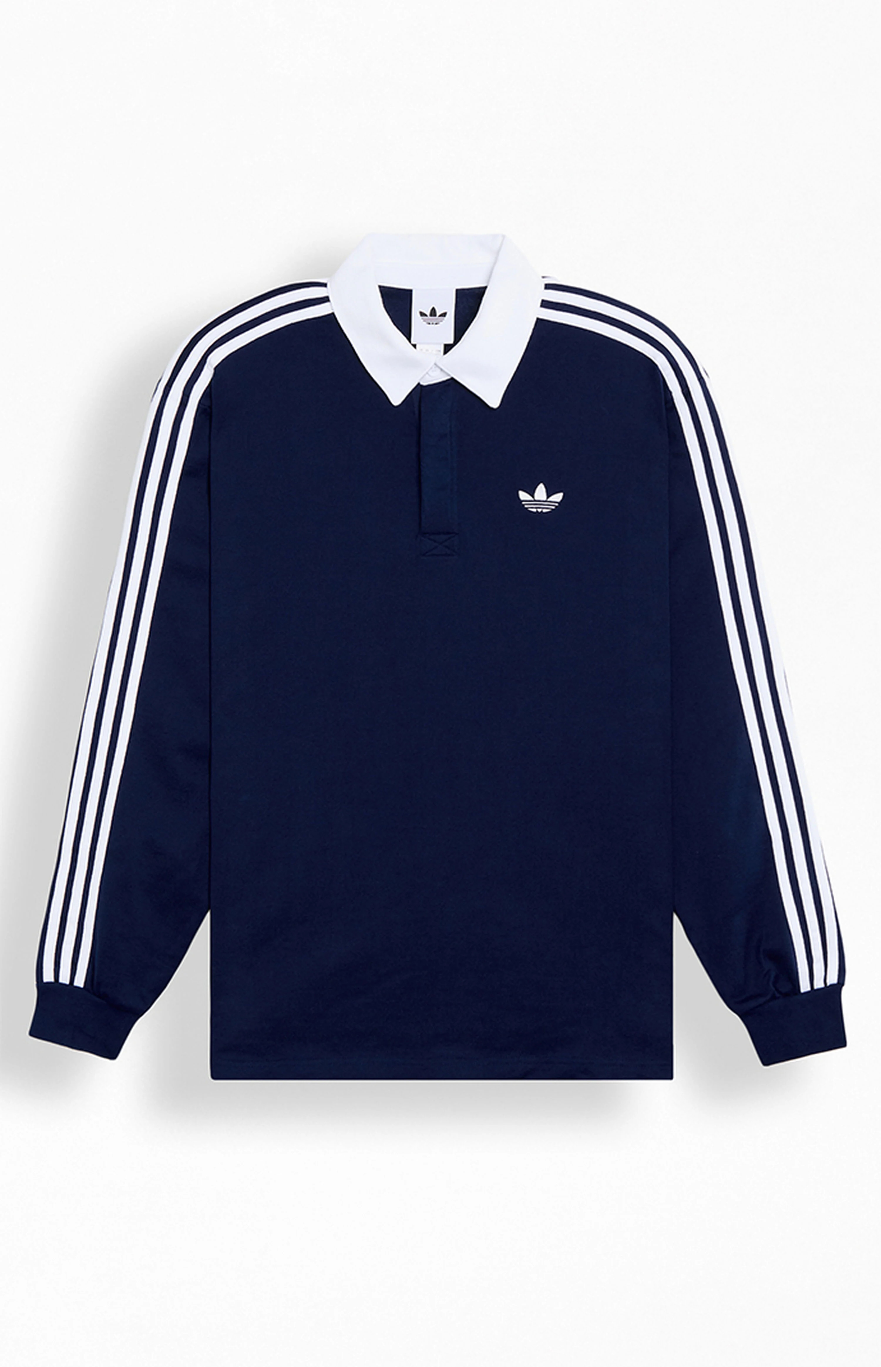 adidas Three Stripe Long Sleeve Rugby Shirt | PacSun