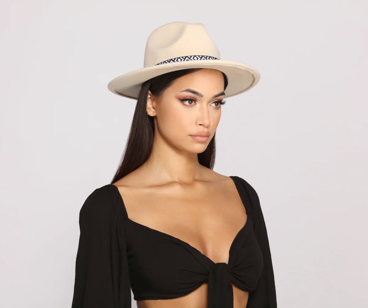 Tribal Print Faux Wool Panama Hat | Windsor Stores