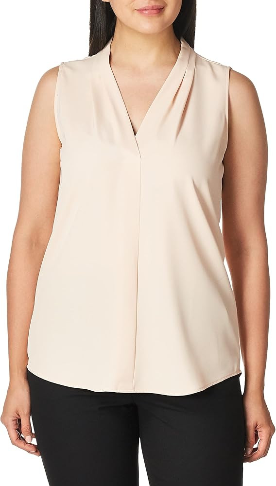 Calvin Klein Women's Sleeveless Blouse with Inverted Pleat (Standard and Plus) | Amazon (US)