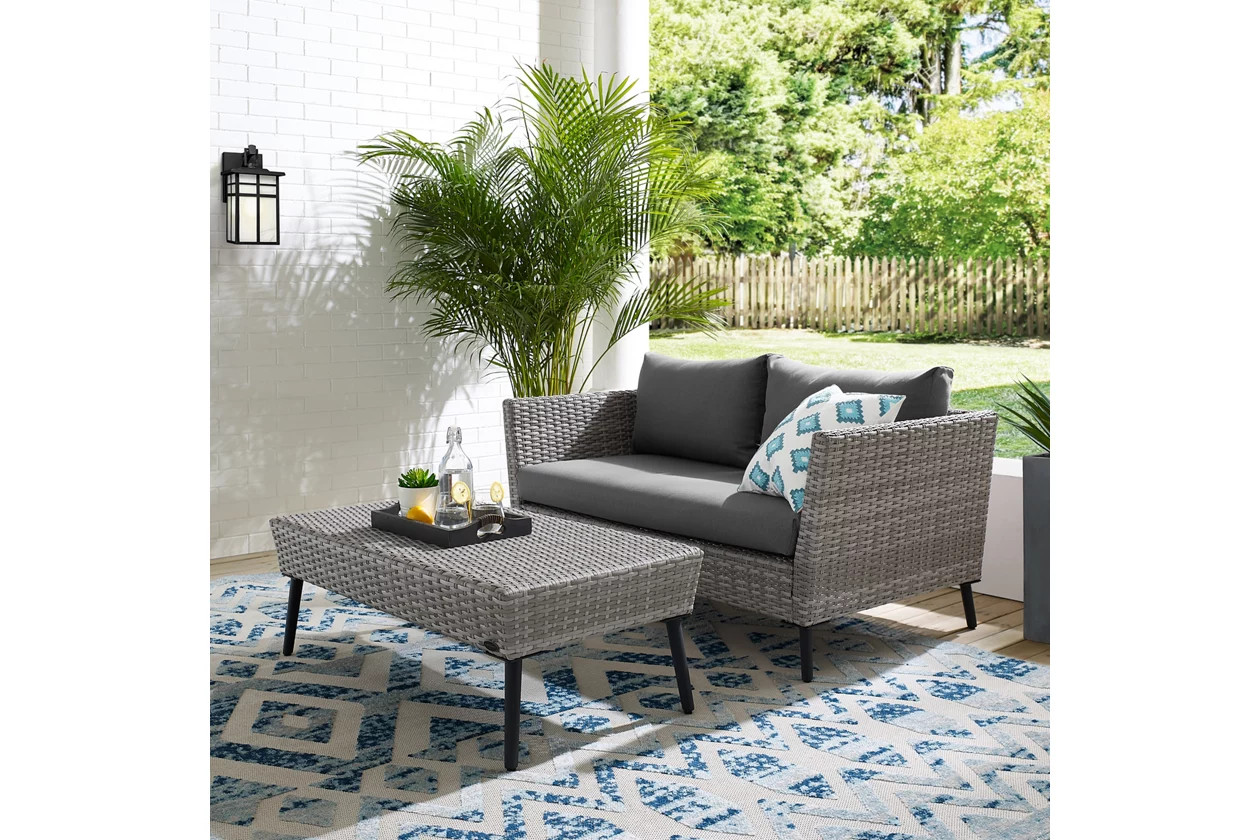 Richland 2-Piece Outdoor Wicker Chat Set | Ashley Homestore