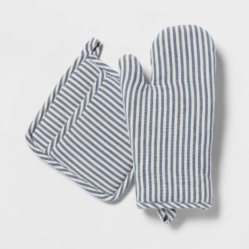 2pc Cotton Striped Oven Mitt and Pot Holder Set - Threshold™ | Target