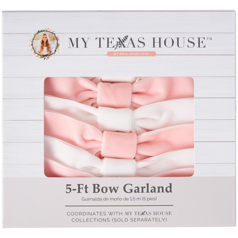 Esater Pink and White Bow Garland, 5 ft, by My Texas House | Walmart (US)