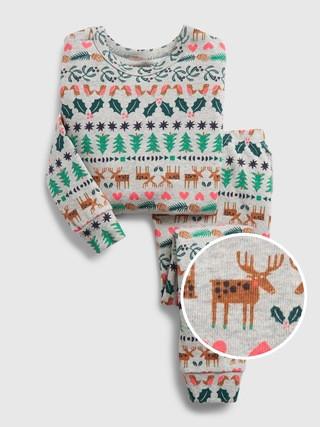 babyGap 100% Organic Cotton Holiday Print PJ Set | Gap (US)