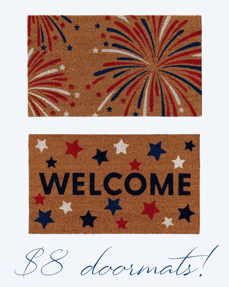 patriotic doormats on sale now! Only $8 | target finds | 4th of July | fireworks | parties | holiday | red white and blue | independence | welcome mat | door | outdoor refresh | porch | spring | summer | hosting 

#LTKHome #LTKSaleAlert