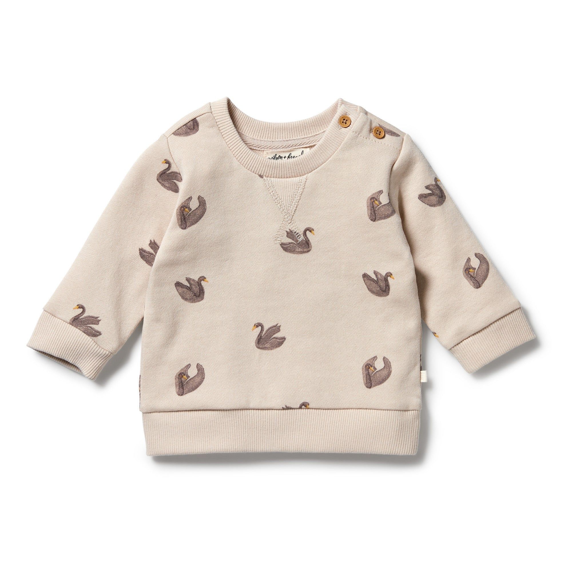 Organic French Terry Sweatshirt, Little Swan | SpearmintLOVE