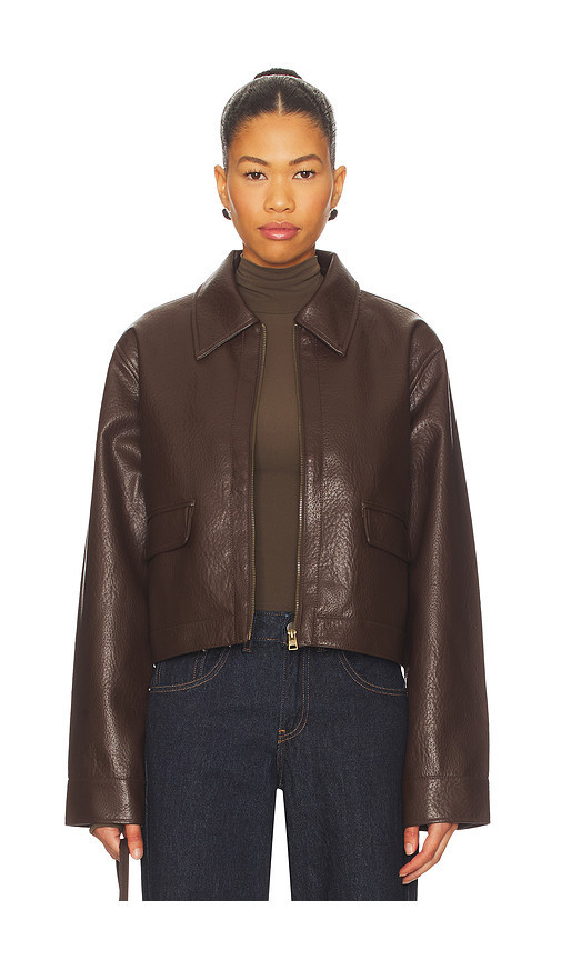ALL THE WAYS Fianna Faux Leather Jacket in Brown. Size L. Also in S. | Revolve Clothing (Global)