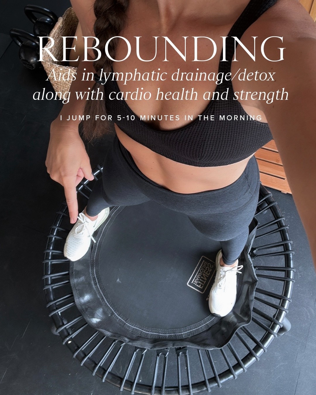 Love rebounding for lymphatic flow and an extra little workout!  A health and wellness favorite!

New year
Home gym
Detox
Active 
Self care 

#LTKActive #LTKfitnessgoals #LTKselfcare
