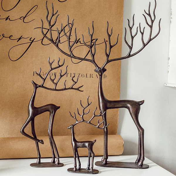 Handcrafted Bronze Merry Reindeer, Set of 3 - Decor Steals | Decor Steals