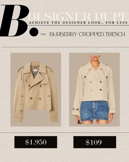 Burberry cropped trench coat look for less

#LTKstyletip #LTKfindsunder100 #LTKSeasonal