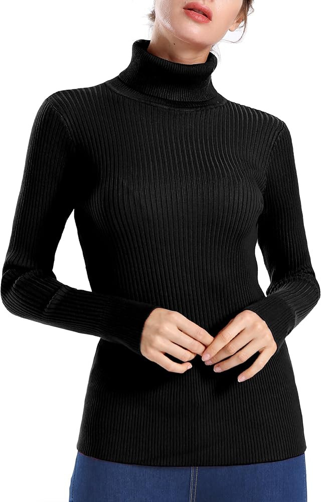 ninovino Women's Turtleneck Ribbed Long Sleeve Sweater Pullover Tops | Amazon (US)