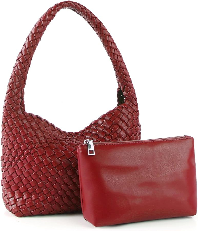 Handmade Woven Bag Women Shoulder Handbags Vegan Leather Tote Bag With Purses Woven Tote Bag Shou... | Amazon (US)