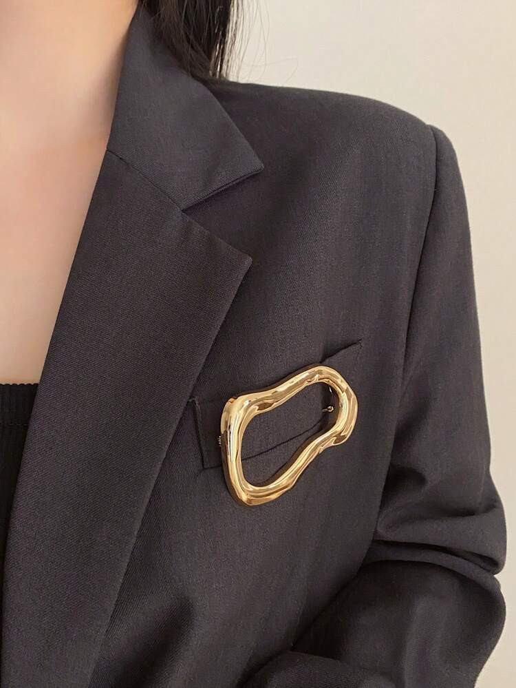1pc Women Asymmetrical Metal Design Minimalist Brooch, Fashion Casual Versatile Chest Flower Acce... | SHEIN