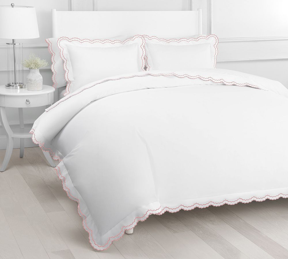 Maci Double Scalloped Percale Embroidered Duvet Cover Set | Pottery Barn (US)