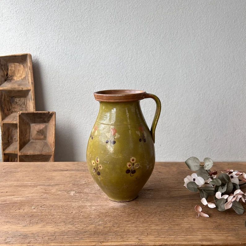 Antique Vase, Hungarian Pottery, Wabi Sabi Vase, Glazed Vessel, Hungarian Water Jug, Vintage Terr... | Etsy (US)