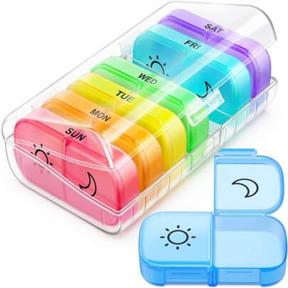 Weekly Pill Organizer 2 Times A Day For Womem Man With Same-Side Large Opening Design For Easy Filling & Retrieving,Portable Travel Pill Case For Medi | SHEIN