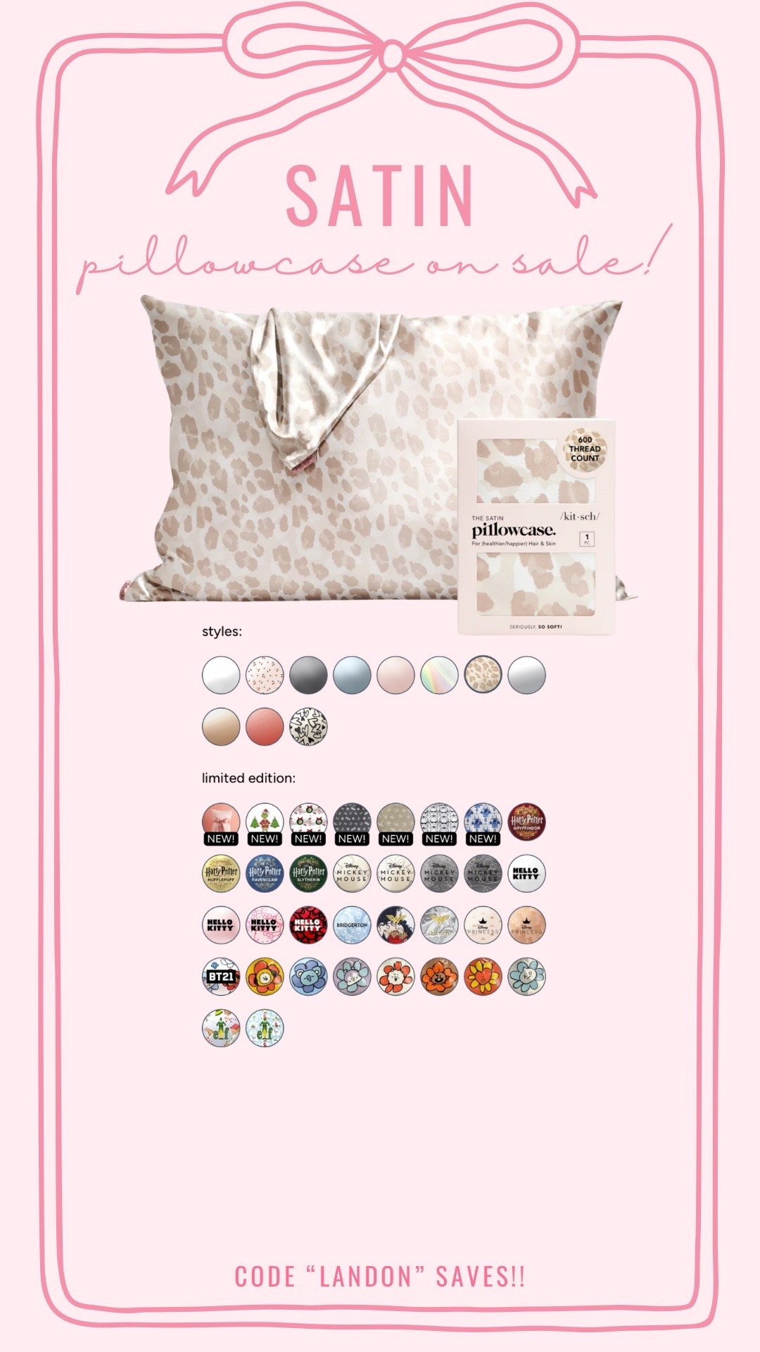 Kitsch products are 30% off now - they have the BEST satin products! I SWEAR by their satin pillowcases + scrunchies for sleep! They reduce breakage, prevent facial creases, tames frizz, reduces breakouts, etc! Code “LANDON” stacks for extra savings!

#LTKSaleAlert #LTKHome #LTKGiftGuide