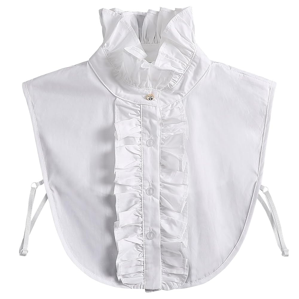 Joyci White Half Shirt False Collar Ruffle Decorative Fake Collar Detachable Layering Accessories | Amazon (US)