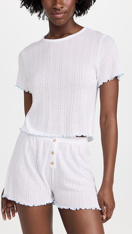 Pointelle Knit T-Shirt and Bed Short | Shopbop
