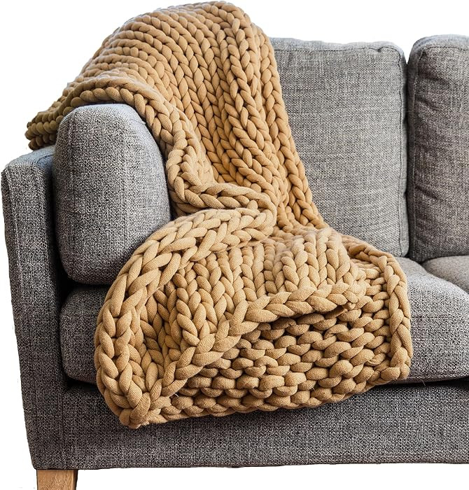 Donna Sharp Chunky Knit Camel Throw Blanket, 50" x 40" | Amazon (US)