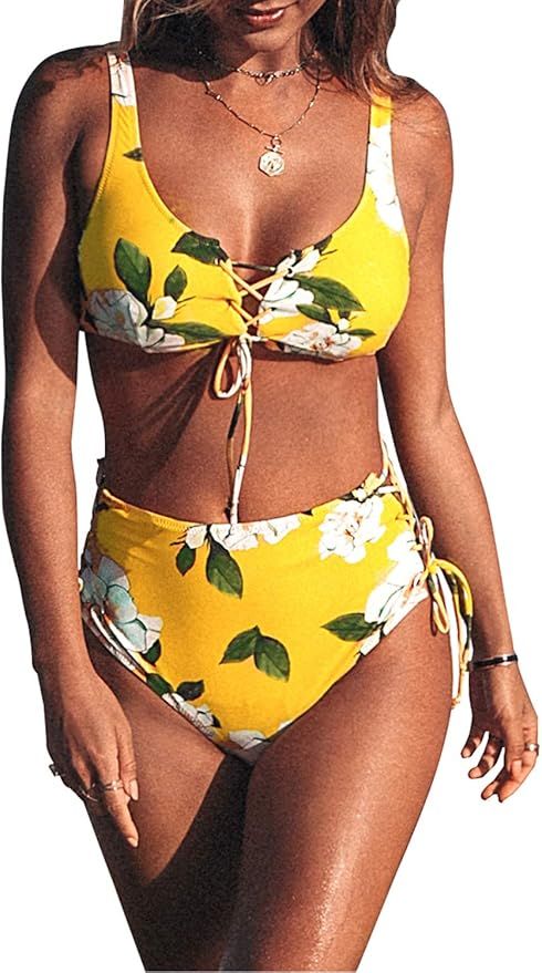 CUPSHE Women's High Waisted Green Bikini Sets | Amazon (US)