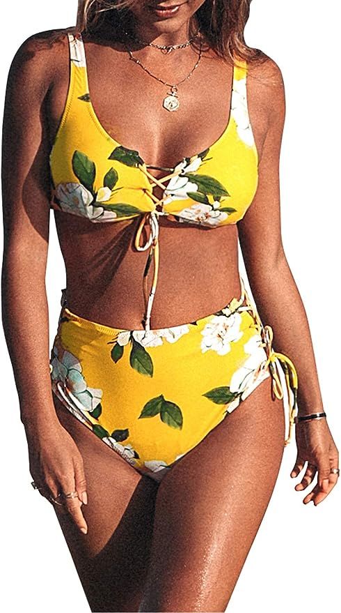 CUPSHE Women's High Waisted Green Bikini Sets | Amazon (US)