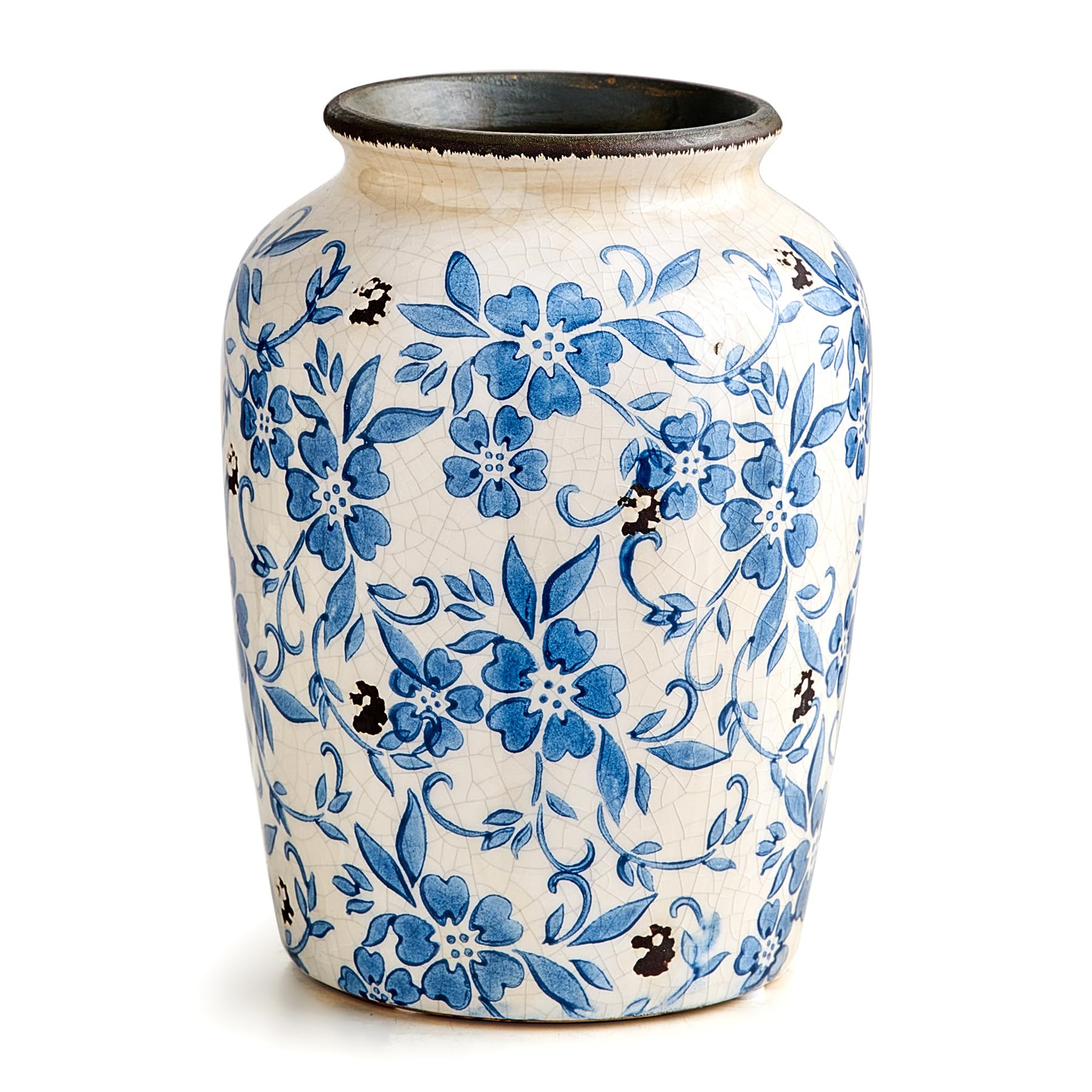 Ceramic Vase, White and Blue Porcelain, Rustic Home Decoration, Table Vase for Flowers | Amazon (DE)